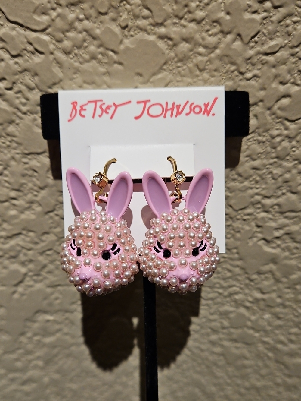 Betsey Johnson - Pink Pearl Bunny Earrings